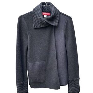 Beyond Threads Basketweave Asymmetric Alpaca Cardigan Black Lagenlook Medium